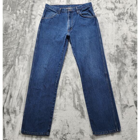 Vintage Rustler Jeans Mens 34X32 Blue Regular Fit Heavyweight Denim Straight Leg - Picture 1 of 10